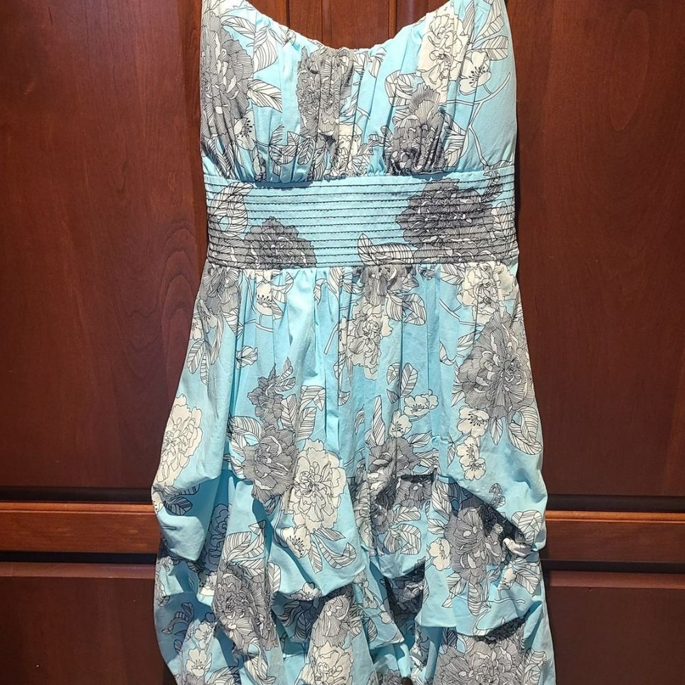 B. Smart -teal with floral pattern special occasion dress size 5/6